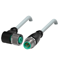 Pepperl+Fuchs V1-W-3,5M-PUR-V1-G Cordset M12 socket angled to M12 plug straight A-coded, 4-pin, PUR cable grey