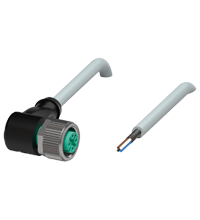 Pepperl+Fuchs V1-W-3M-PUR-ABG0 Female cordset single-ended M12 angled A-coded, 4-pin, PUR cable grey, shielded