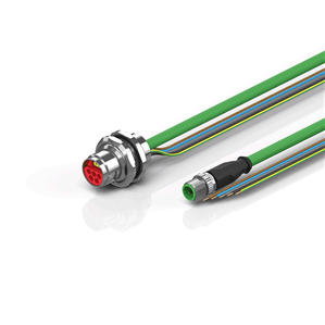 Beckhoff ZK7208-AV53-Axxx B17, ENP cable, PUR, 5 G 15 mm² + (1 x 4 x AWG22), drag chain suitable, key 1 (2 x 24 V DC + PE)