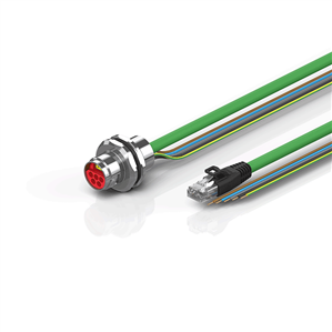 Beckhoff ZK7208-AX00-Axxx B17, ENP cable, PUR, 5 G 15 mm² + (1 x 4 x AWG22), drag-chain suitable, key 1 (2 x 24 V DC + PE)