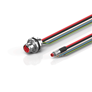 Beckhoff ZK7208-AV00-0xxx B17, ECP cable, PUR, 5 G 15 mm² + (1 x 4 x AWG22), drag chain suitable, key 1 (2 x 24 V DC + PE)