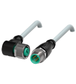 Pepperl+Fuchs V1-W-5M-PUR-V1-G Cordset M12 socket angled to M12 plug straight A-coded, 4-pin, PUR cable grey