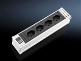 Rittal DK 7856.191 DK PSM socket module, for modular PSM power distribution Occupies 1 slot in the busbar CH (type J, SEV 1011), 4 x T23, 5-way, black, WHD 52 x 250 x 45 mm