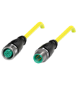 Pepperl+Fuchs V1-G-42-YE10M-PUR-V1-G Cordset M12 socket straight to M12 plug straight A-coded, 4-pin crossed, PUR cable yellow