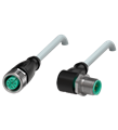 Pepperl+Fuchs V1-G-50M-PUR-ABG-V1-W Cordset M12 socket straight to M12 plug angled A-coded, 4-pin, PUR cable grey, shielded