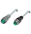 Pepperl+Fuchs V1-G-A2-5M-PUR-V1-G Cordset M12 socket straight A-coded LED 4-pin to M12 plug straight A-coded 4-pin, PUR cable grey