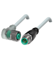 Pepperl+Fuchs V1-W-E2-1,5M-PUR-V1-G Cordset M12 socket angled A-coded LED 3-pin to M12 plug straight A-coded 3-pin, PUR cable grey