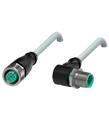 Pepperl+Fuchs V11-G-5M-PVC-V11-W Cordset M12 socket straight to M12 plug angled A-coded, 3-pin, PVC cable grey