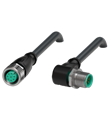 Pepperl+Fuchs V19-G-BK2M-PUR-U-V19-W Cordset M12 socket straight to M12 plug angled A-coded, 8-pin, PUR cable black, UL approved