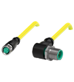 Pepperl+Fuchs V3-GM-YE0,5M-PVC-U-V11-W Cordset M8 socket straight to M12 plug angled A-coded, 3-pin, PVC cable yellow, UL approved