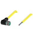 Pepperl+Fuchs V3-WM-YE5M-PVC-U Female cordset single-ended M8 angled A-coded, 3-pin, PVC cable yellow, UL approved